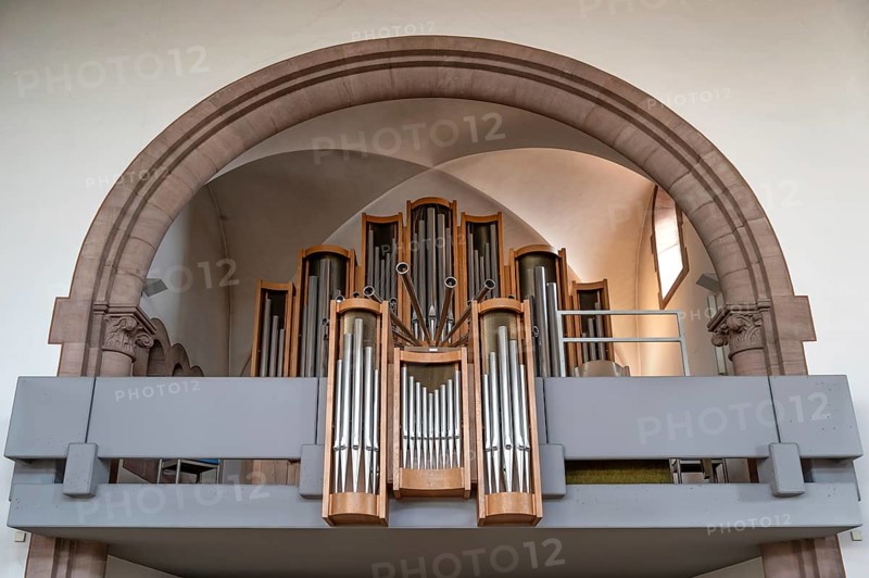 Organ gallery in St. Otto Church, Lauf an der Pegnitz, built around 1900, renovation 1970 to 1971, Ottogasse 5, Middle Franconia, Bavaria, Germany