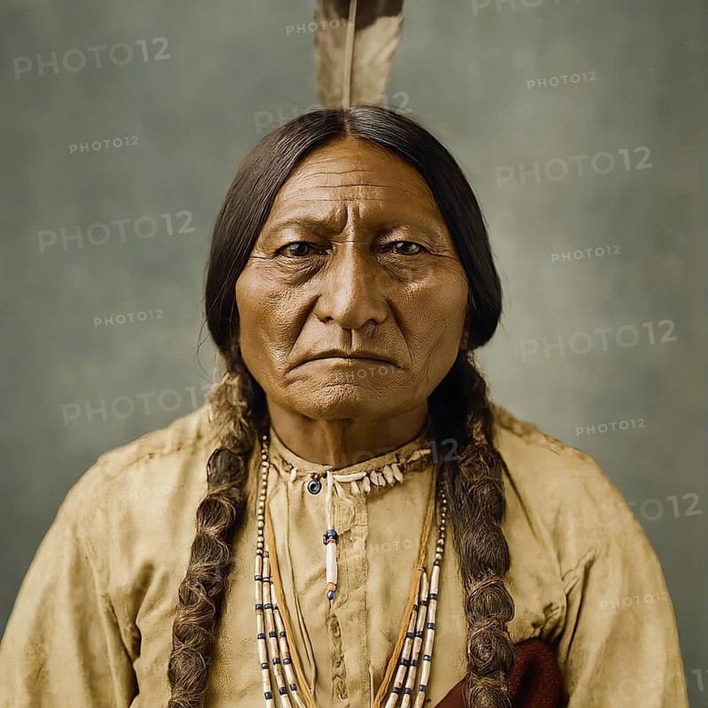 Portrait, Sioux Indian Chief Sitting Bull, Battle of the Little Bighorn, Dakota, Lakota, General, Custer, Indigenous, North America, Indian War, Freedom Struggle, Medicine Man, Wild West Show, AI Generated