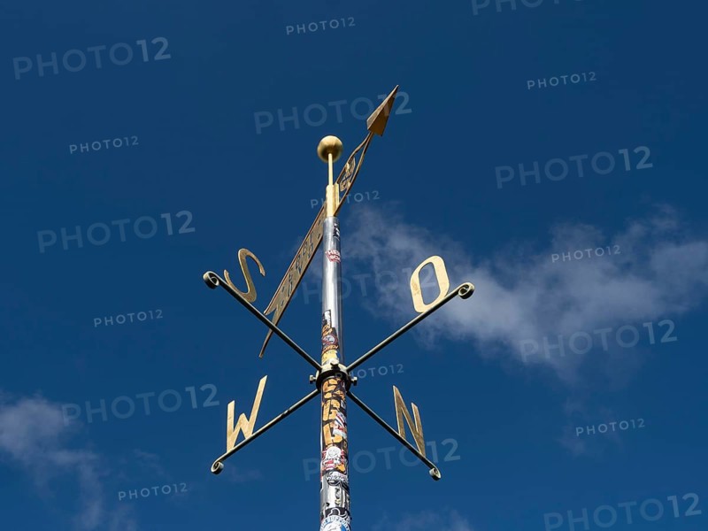 Weather vane and wind arrow, Scharfenstein, Zittau Mountains, Germany
