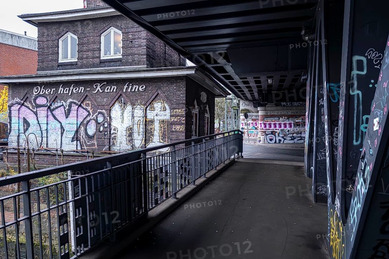 Oberhafenbrücke with harbour canteen, Hammerbrook, Hamburg, Germany
