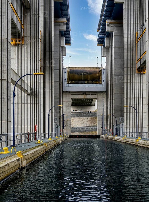 The newly built and already operational ship lift in Niederfinow, Brandenburg, Germany