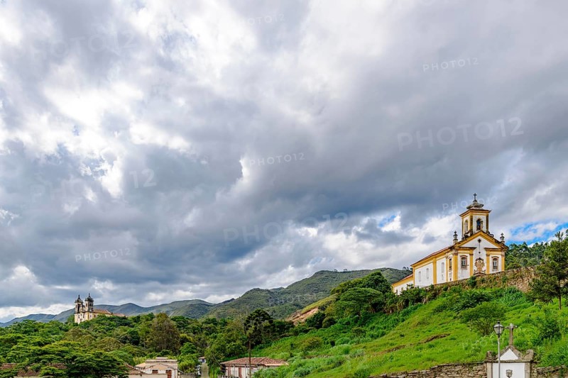 Baroque churches on the hills of the historic city of Ouro Preto, Ouro Preto, Minas Gerais, Brazil