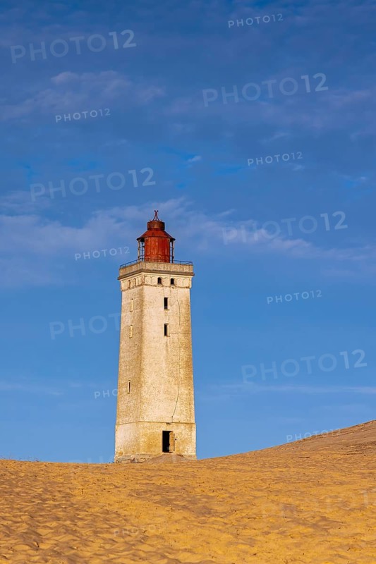 Rubjerg Knude Fyr / Rubjerg Knude lighthouse in the sand dunes on the top of Lønstrup Klint, Hjørring, North Jutland, Denmark
