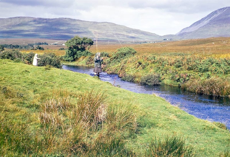 Women fishing in stream County Donegal, Ireland 1971