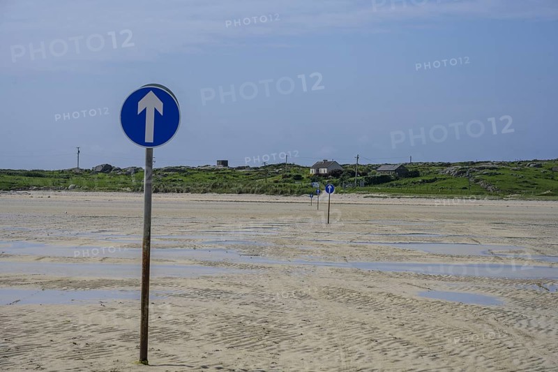 Autoroute sign only passable at low tide, Omey Island, Sillerna, County Galway, Ireland