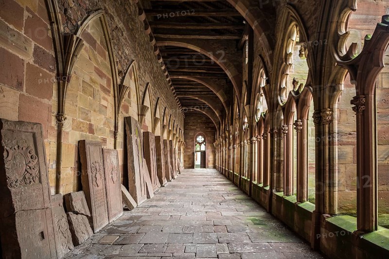 Cloister, Gothic Church of St. Peter and Paul, Saints-Pierre-et-Paul, Wissembourg, Weissenburg, Alsace, Bas-Rhin Department, France