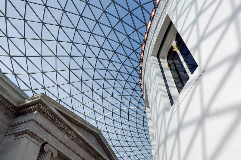 The spectacular glass roof in the Great Court of the British Museum in London, England, Great Britain