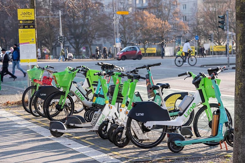 Jelbi Station der Berliner Verkehrsbetriebe, BVG, here BVG customers can combine various mobile sharing and public transport offers, providers of various e-scoots, bike offers, taxis, bus, train, Germany