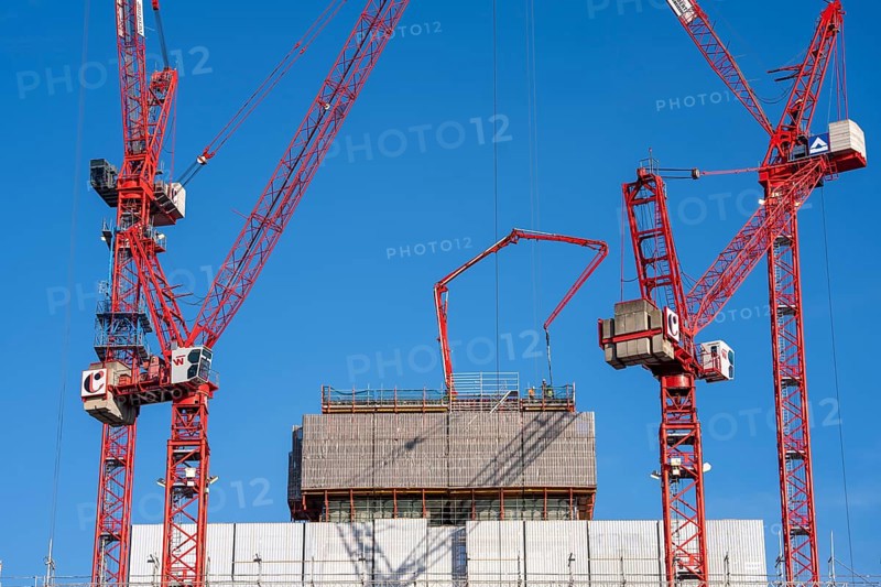 Construction site of the Covivio high-rise building near Alexanderplatz in Berlin, mixed use of apartment, offices, retail and a daycare center, Germany
