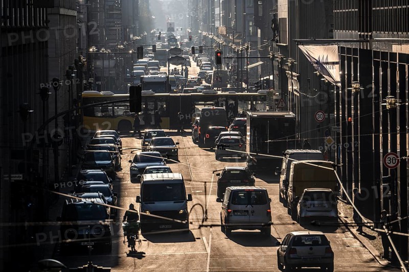 Traffic on Friedrichstraße in Berlin, looking south, Germany