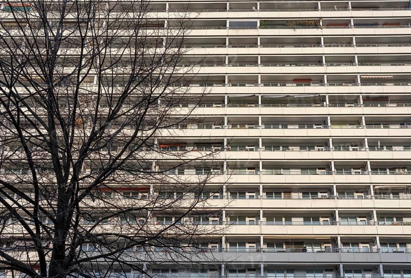 High-rise residential building on Spandauer Strasse in Berlin, Germany