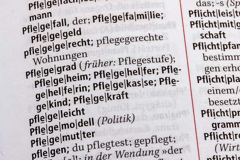 Care level, nursing home, care fund, care allowance, care case. Term from the Duden. Standard work of German spelling, 29th edition. germany