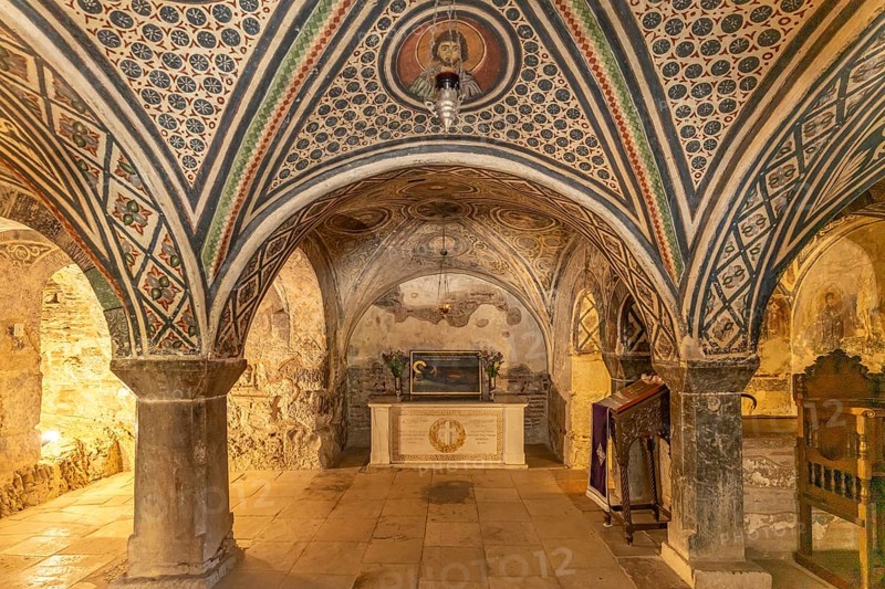 Crypt of the Catholic Monastery of Hosios Luke, UNESCO World Heritage Site in Steiri, Greece