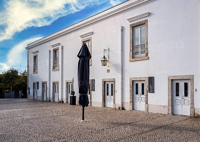 Courtyard of the Cidadele de Cascais Artists' Farm in Forte de Nossa Senhora da Luz de Cascais, Portugal
