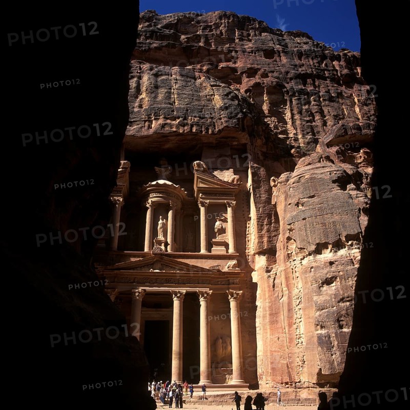 View through the Sik, Ed-Deir Façade, Khazne Faraun, Pharaoh's Treasure House, Nabatean Rock City Petra, Jordan