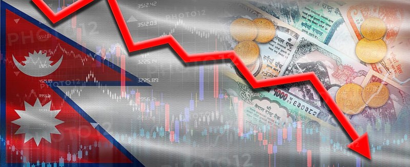 Nepal Financial Crisis on Economic Graph. Financial Fall Nepali on Economy Market