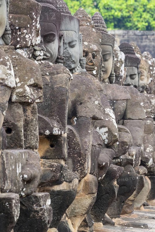 54 demons on the bridge at the south gate of Angkor Thom (Hindu myth of the Cherry of the Milk Ocean), UNESCO World Heritage Site, Angkor Wat, Siem Reap, Cambodia