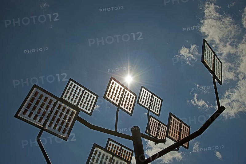 Solar-tree in the Ulm residential area solar city, Ulm, Baden-Wurttemberg, Germany