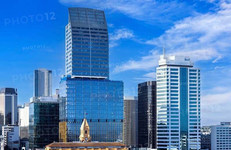 Scenic panoramic views of Auckland skyline and financial downtown city center