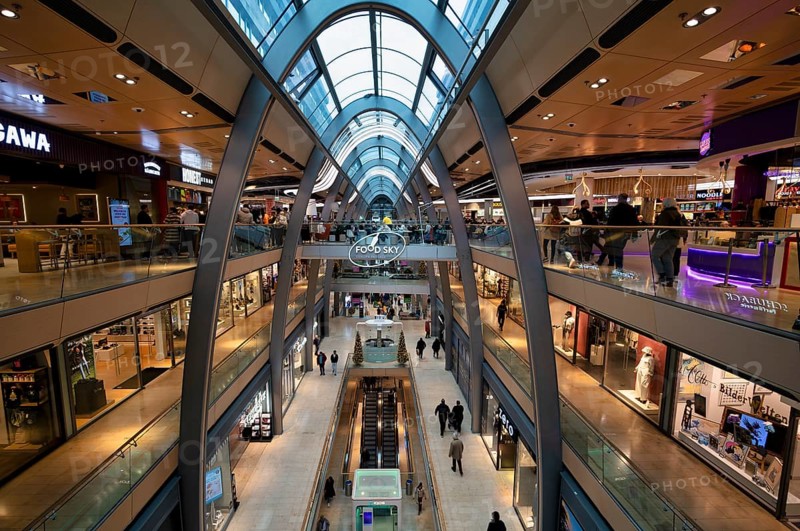 Interior view, shops, passers-by, Food Sky, shopping mall, Europa-Passage, Free and Hanseatic City of Hamburg, Germany