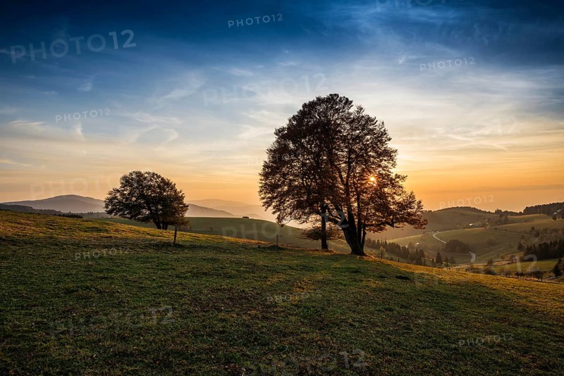 Weather forecast in autumn, sunset, Schauinsland, Freiburg im Breisgau, Black Forest, Baden-Württemberg, Germany