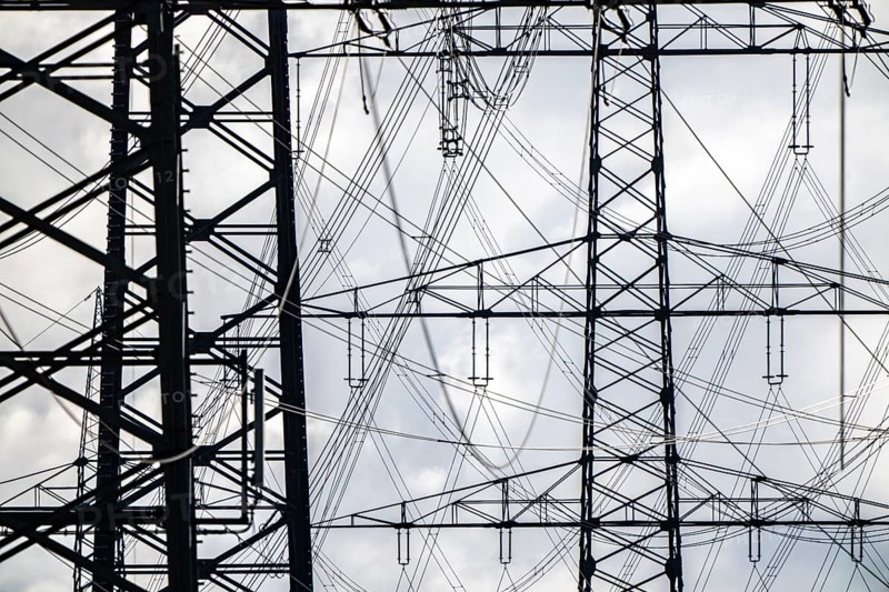 380-kV high-voltage overhead line, new building, along the A57 motorway, near Meerbusch, high-voltage masts, North Rhine-Westphalia, Germany