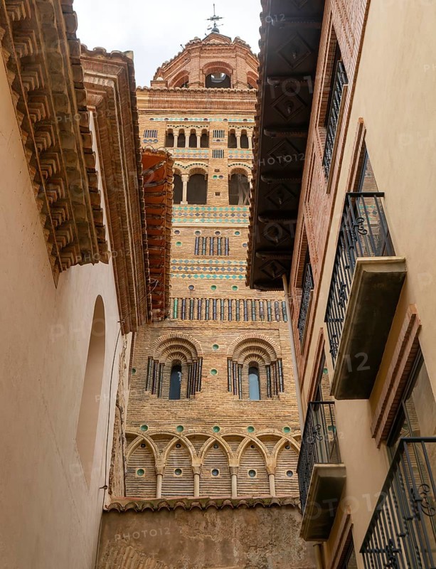 Mudéjar architecture tower of Santa María de Mediavilla cathedral, Teruel, Aragon, Spain
