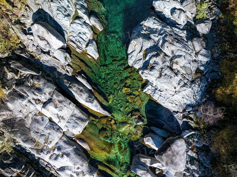Verzasca mountain river, rock structures, Valle Verzasca, Tessin, Switzerland
