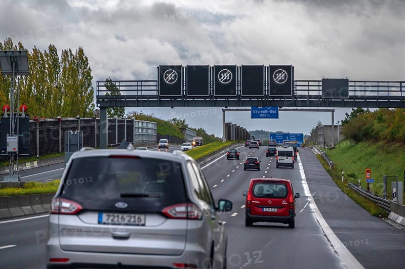 Electronic traffic control on the A9 motorway, Bayreuth, Upper Franconia, Bavaria, Germany