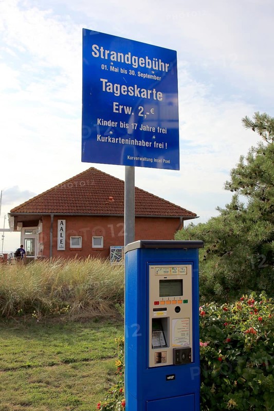 Vending machine for payment of tourist tax, beach fee, day pass, here Poel on the Baltic Sea, Germany