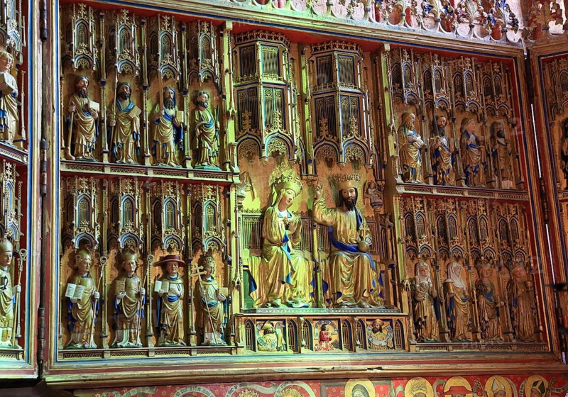 St. Nicholas Church, late Gothic high altar, is probably the largest surviving late Gothic carved altar in Mecklenburg-Western Pomerania, part of the UNESCO World Heritage Site, Wismar, Northwest Mecklenburg district, Mecklenburg-Western Pomerania, Germany