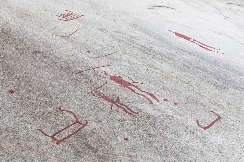 Historic rock carvings of Tanum, here at the Vitlycke site, figurative depiction from the Bronze Age, UNESCO World Heritage Site, Tanum, Västra Götalands län, Sweden