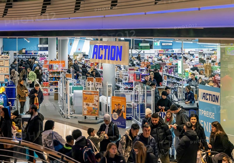 Action, Dutch non-food discounter with more than 3000 branches in 13 European countries. Bargain market at Königsbau Passagen shopping center in Stuttgart, Baden-Württemberg, Germany