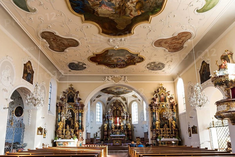 Interior view, monastery church, St. Märgen, Southern Black Forest, Black Forest, Baden-Württemberg, Germany