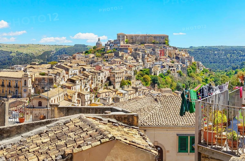 Elevated view of Ragusa Ibla, Ragusa Ibla, Ragusa province, Sicily, Italy
