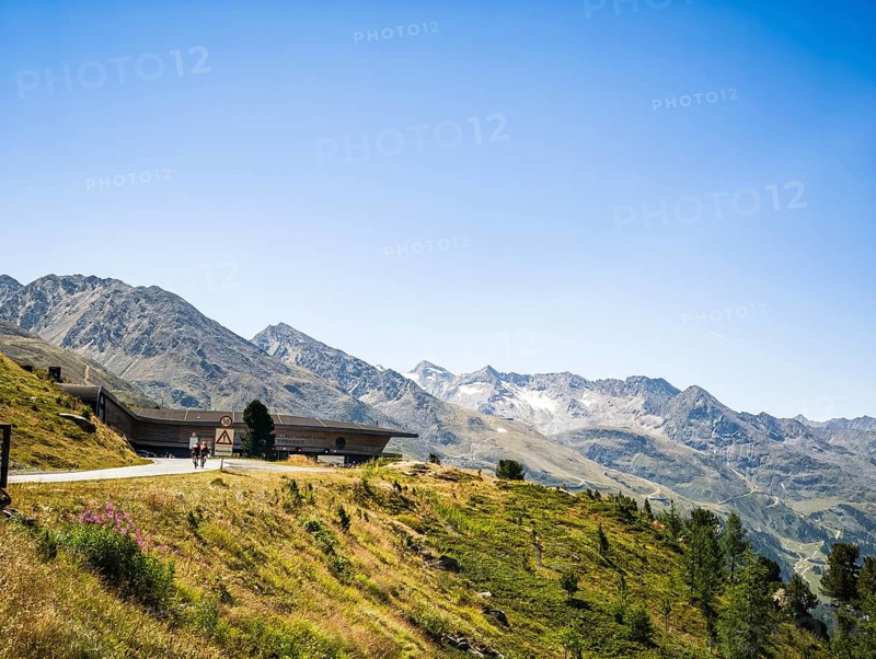 Toll station and rest area, so-called Top Mountain Crosspoint, at Timmelsjoch in Hochgurgl, Gurgl, Sölden, Tyrol, Austria, for editorial use only