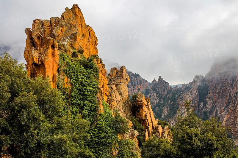 Calanche, bizarre rock formations 400 m above sea level, UNESCO World Heritage Site, Corsica, Piana, Corsica, France