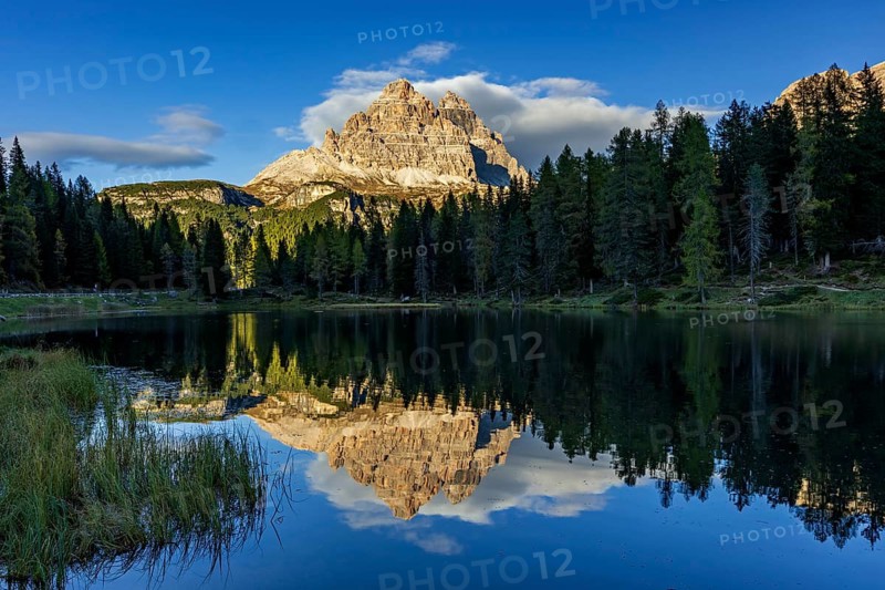 Mountain lake, mountains, reflection, sunny, evening light, Lake Antorno, Lake Antorno, Three Peaks, Dolomites, Italy