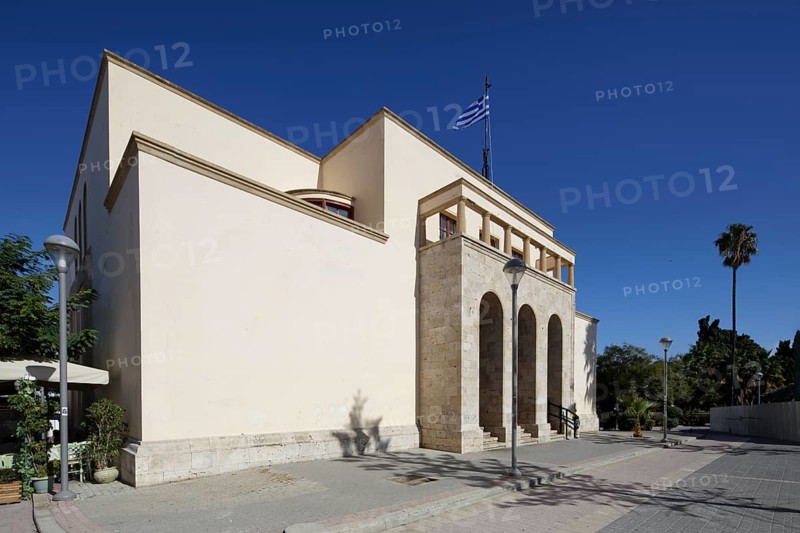 Portal, Archaeological Museum, Archeologikó Musío Ko, built 1923-1943, with finds from ancient to late Roman times, Platia Eleftherias, old town, city of Kos, island of Kos, Dodecanese Islands, Greece