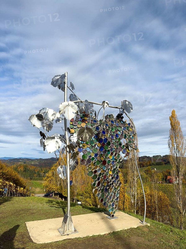 Glass sculpture, largest grape in the world, Eorykogel, Leutschach, South Styrian hills, South Styrian wine route, Styria, Austria