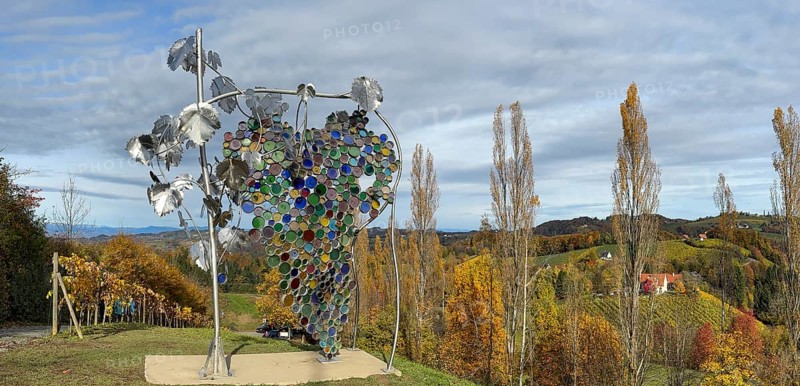 Glass sculpture, largest grape in the world, Eorykogel, Leutschach, South Styrian hills, South Styrian wine route, Styria, Austria