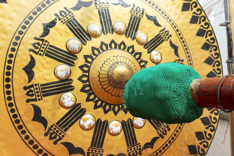 Temple gong (also Victory Gong or Luck Gong), when climbing to Wat Saket (Golden Mount) in the Pom Prap Sattru Phai district, Bangkok, Thailand