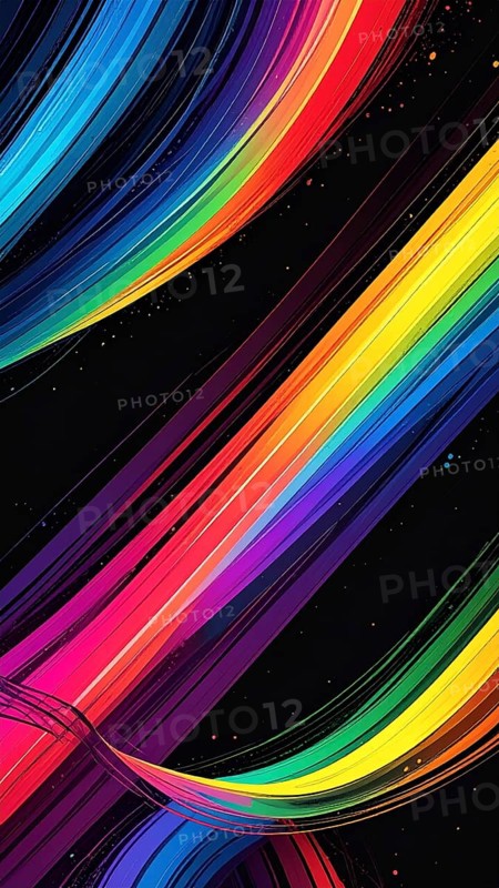 Abstract digital art featuring vibrant, intersecting neon lines creating a geometric pattern, Intersecting neon lines form a vibrant abstract geometric grid against a black background, Seamless looping illustration, colorful diagonal lines, creating a modern dynamic template background, vibrant colored lines and geometric forms for business or technology wallpaper, AI generated