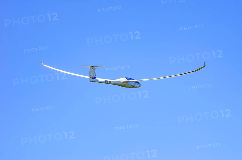 A Schempp-Hirth Arcus E motor glider, registration D-KWKU, during a screening as part of an air show at the Fliegerbergfest of the Rossfeld Luftsportverein in Metzingen-Glems, Baden-Württemberg, Germany, for editorial use only