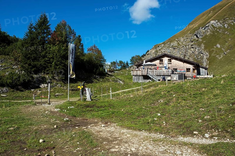 Obere Traualpe am Traualpsee, Allgäu Alps, Tannheim, Tyrol, Austria