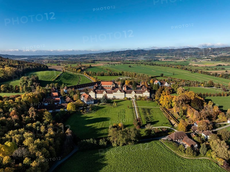 Salem Castle School and Boarding School, Salem International College, former imperial abbey, museum, concert area, former monastery of Order of Cistercians, aerial view, Lake Constance District, Linzgau, Baden-Württemberg, Germany