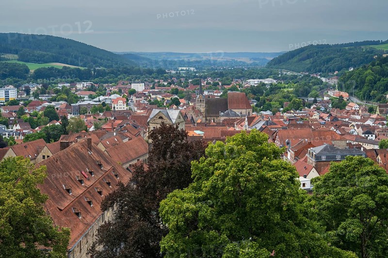 View of the city from Rosenberg Fortress, Upper Franconia, Franconia, Bavaria, Germany