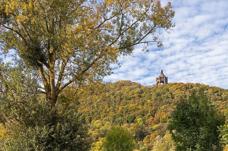 Mountain, forest, Kaiser-Wilhelm-Denkmal, Porta Westfalica, North Rhine-Westphalia, Germany