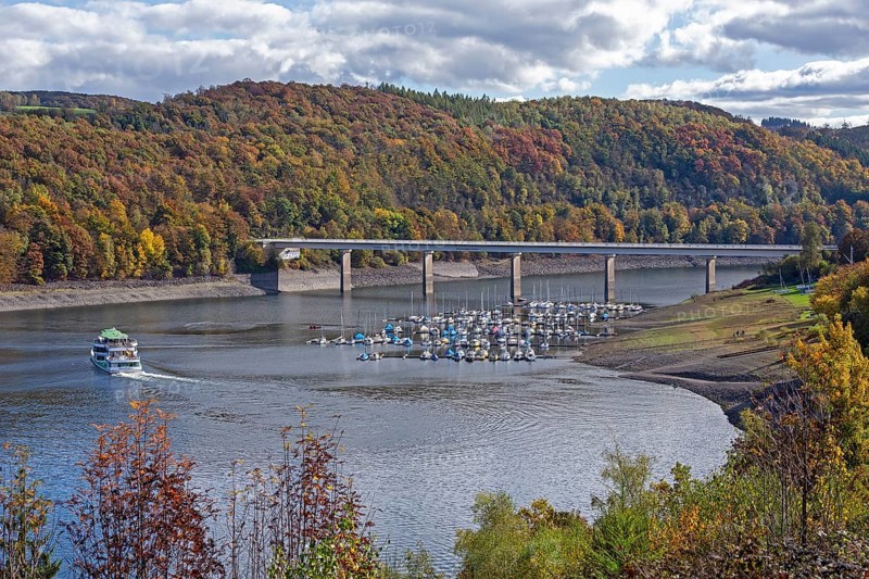 Marina, excursion ship, Talbrücke, Sondern, Olpe, Biggesee, Sauerland, North Rhine-Westphalia, Germany