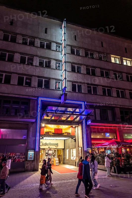 The Lichtburg, cinema, with 1250 seats, has the largest cinema hall in Germany, is a listed building, on Kettwiger Straße, Essen, North Rhine-Westphalia